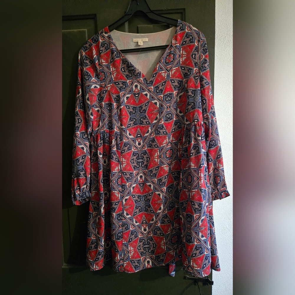 Geometric Red and Blue Women's Dress